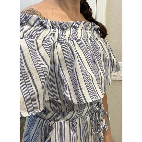 LinenLux | Medium | Flutter Shoulder Blouson Dress | Coverup | POCKETS | EUC - Picture 4 of 15